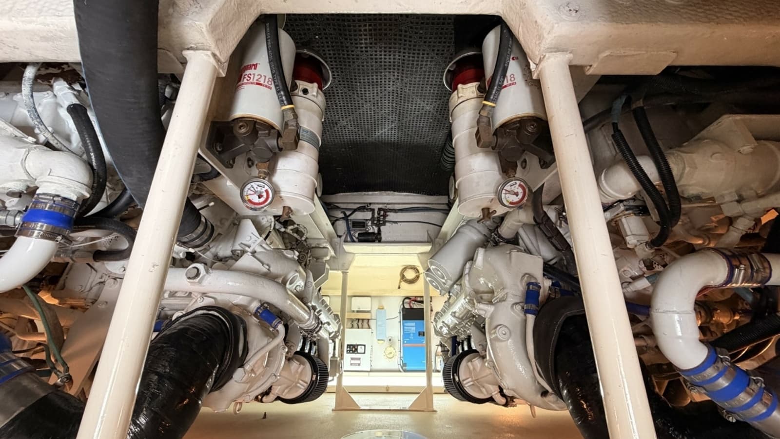 1994 Viking 50 Convertible "Wild Rice" - Engine Room with Twin Engines