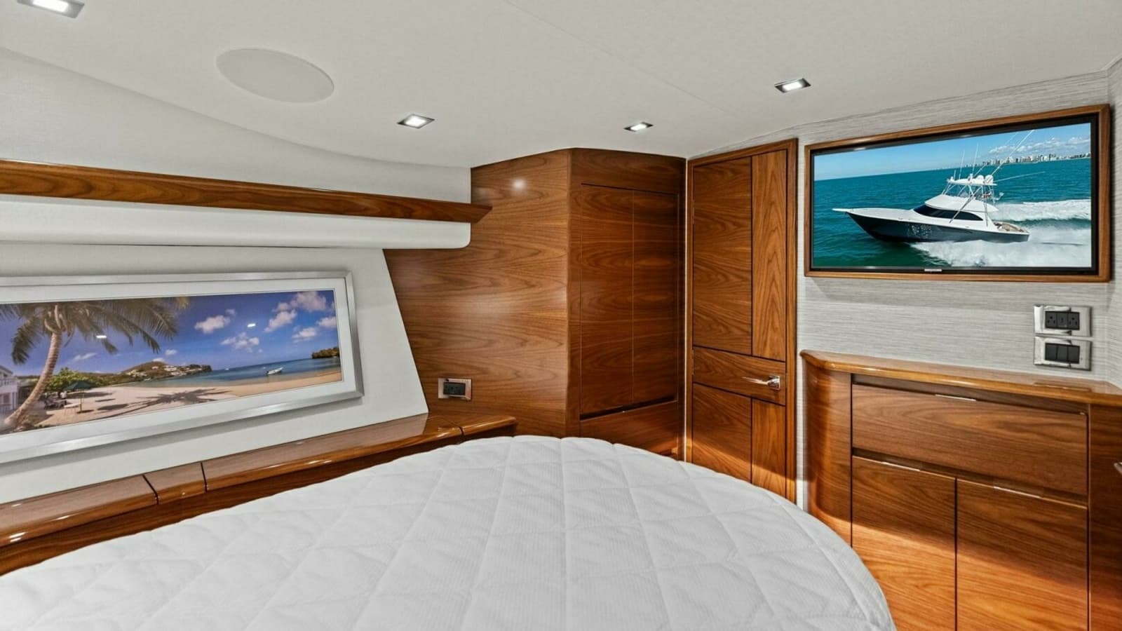 2023 Viking 54 Convertible "Olde Floridian" - Luxurious Forward Stateroom Interior