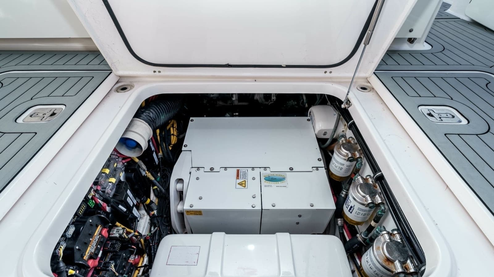 2018 Pursuit 385 Offshore "TAG TEAM" - Engine Compartment Access Hatch