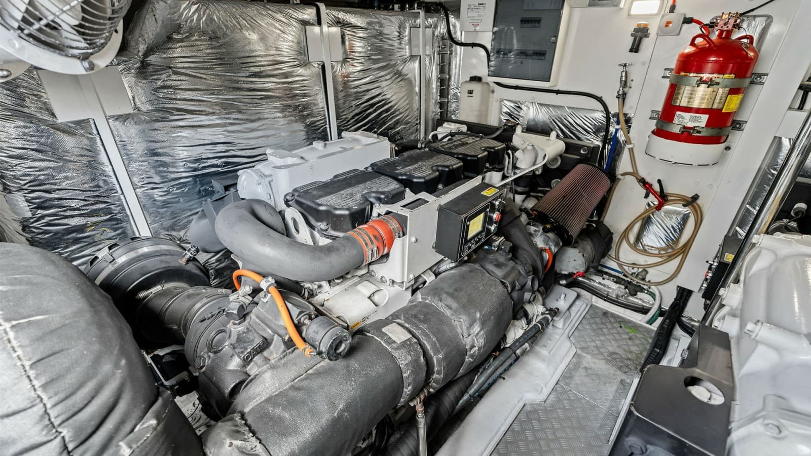 Engine Room with Twin CAT C18 ACERT Engines