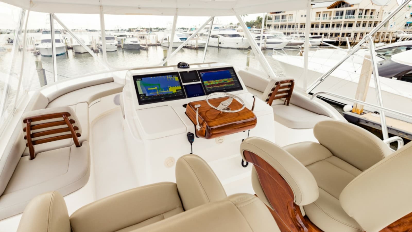 2020 Bertram 61 Convertible "SINE METU" - Flybridge Helm and Seating Area