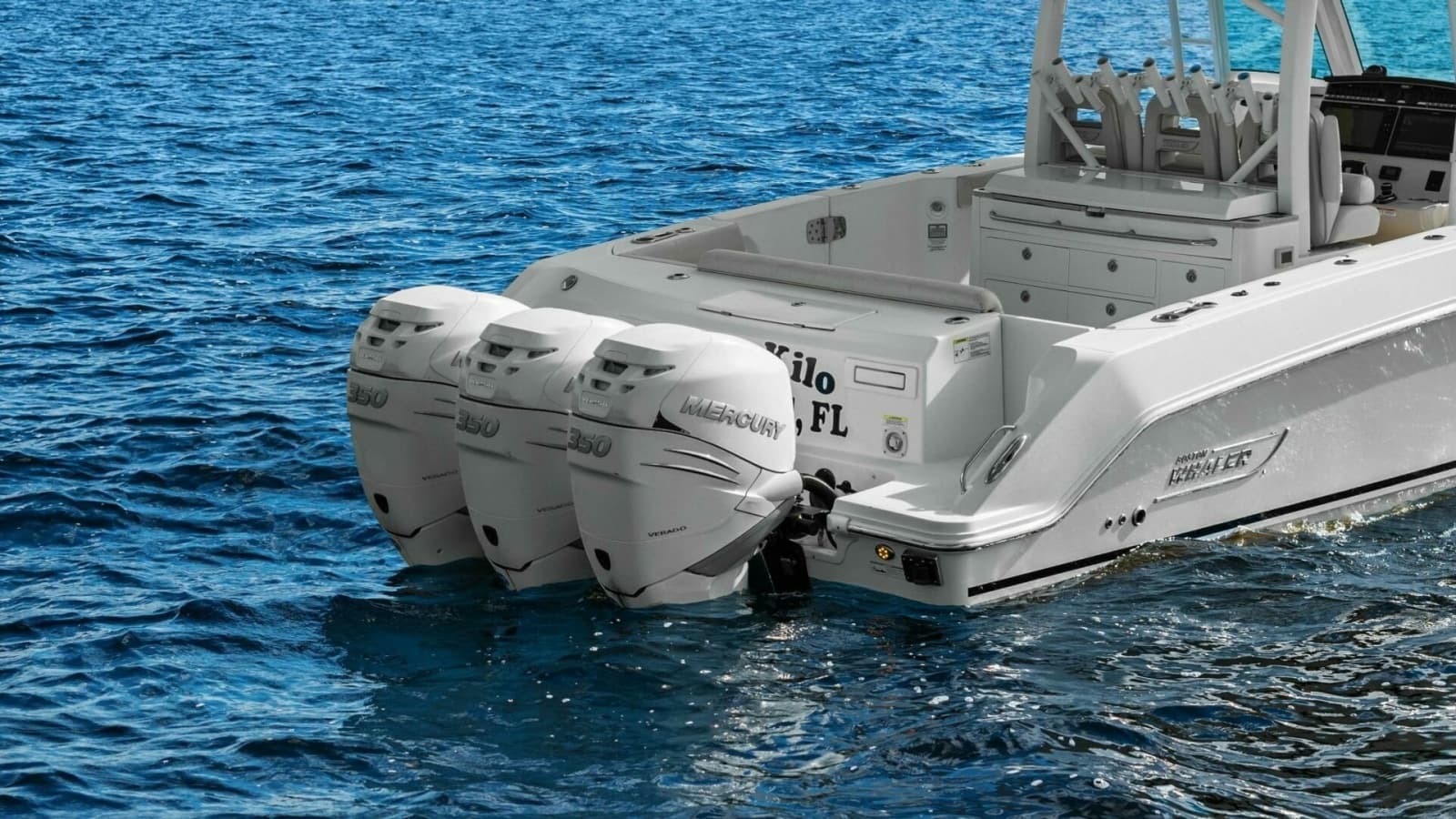2019 Boston Whaler 380 Outrage 'Lima Kilo' - Profile Stern Motors