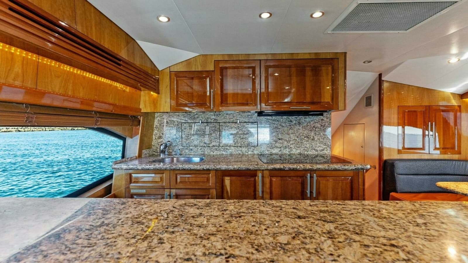 2007 Hatteras 64 Convertible CHUPACABRA - Galley with Granite Countertops