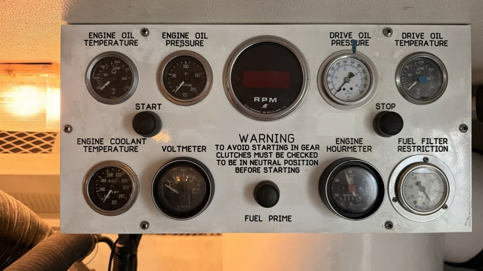 1994 Viking 50 Convertible "Wild Rice" - Engine Control Panel with Gauges