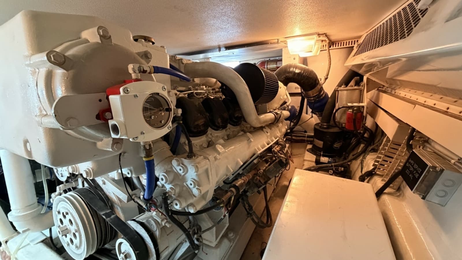 1994 Viking 50 Convertible "Wild Rice" - Engine Room with Diesel Engine