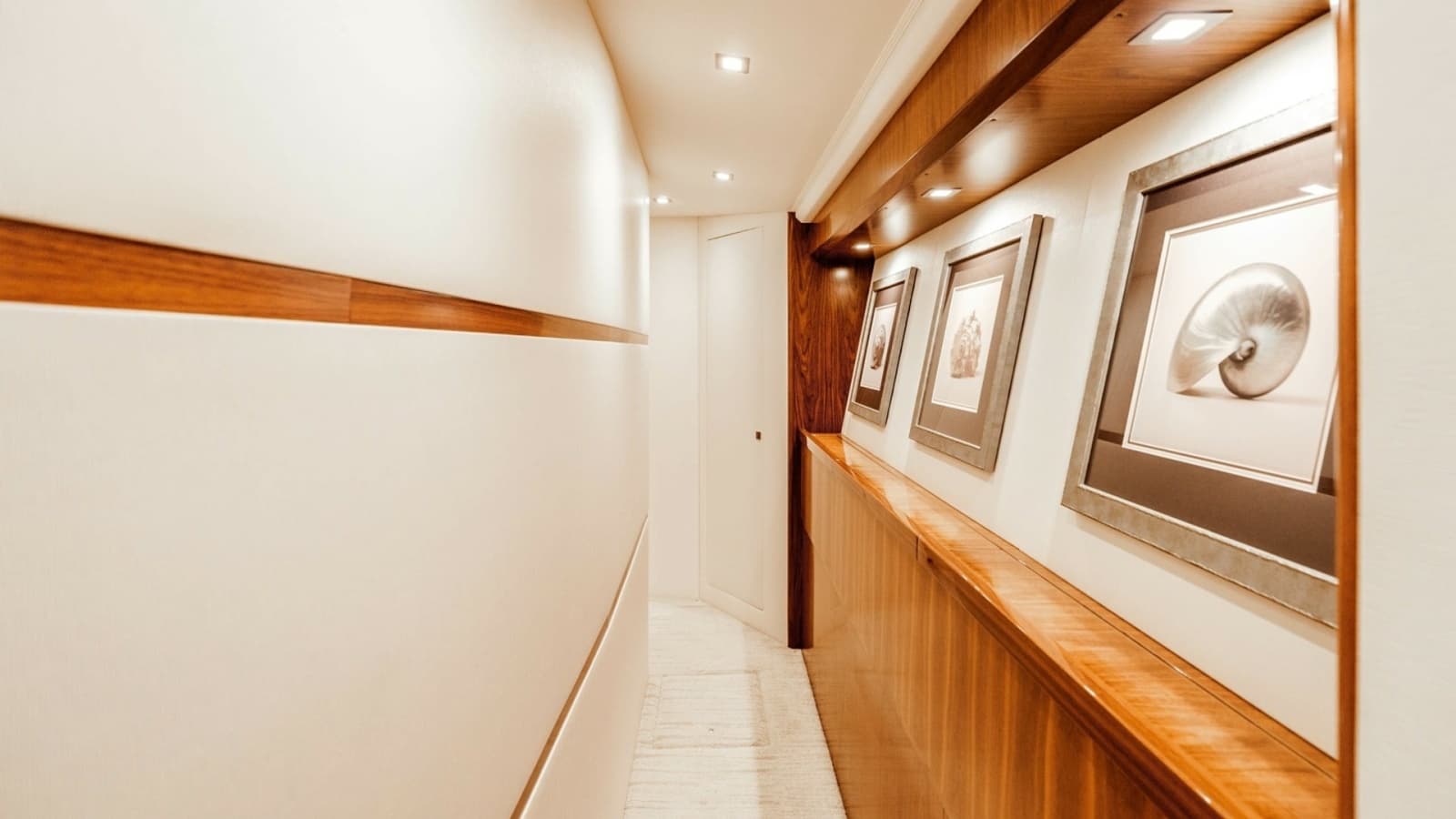 2018 Viking 72 Convertible "50 Caliber" - Elegant Interior Hallway with Artwork