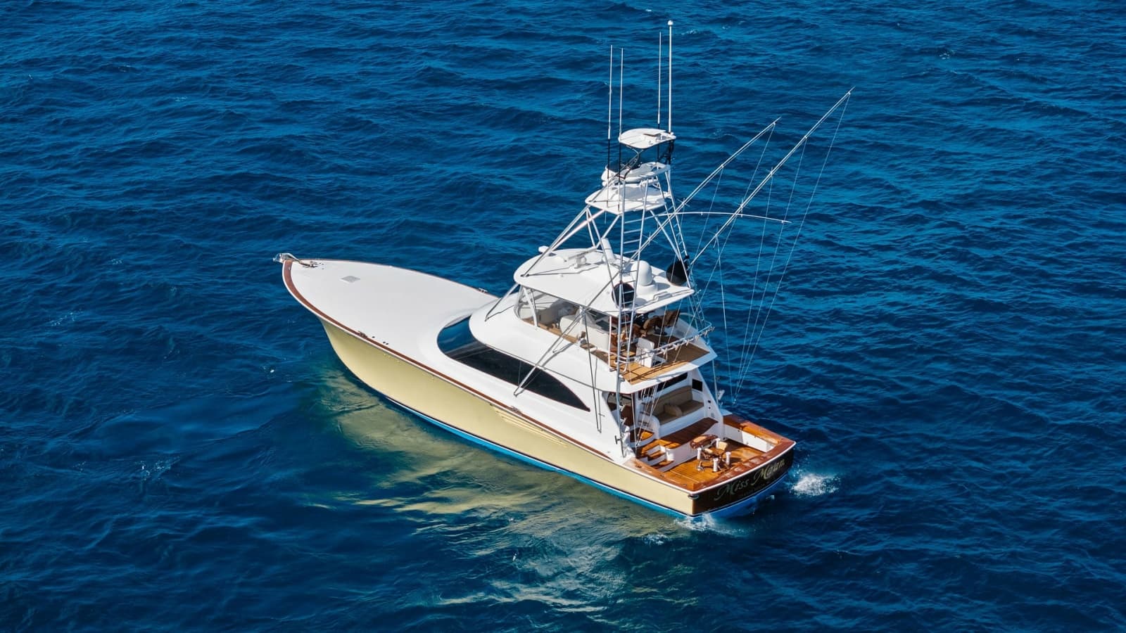Aerial View of Sportfishing Yacht