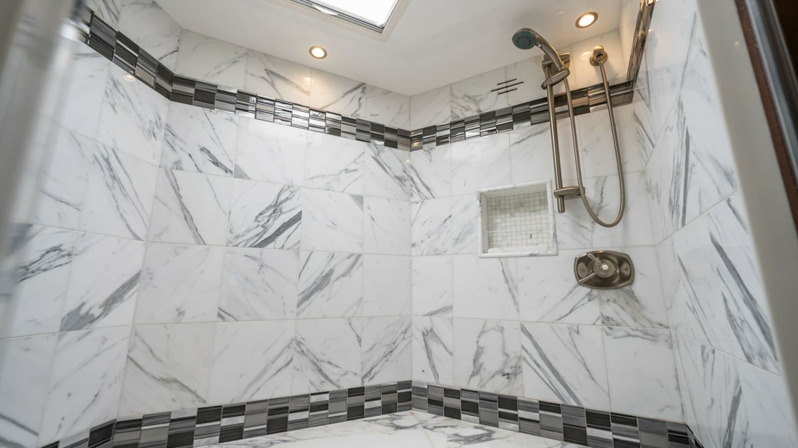 Luxurious Marble-Tiled Shower