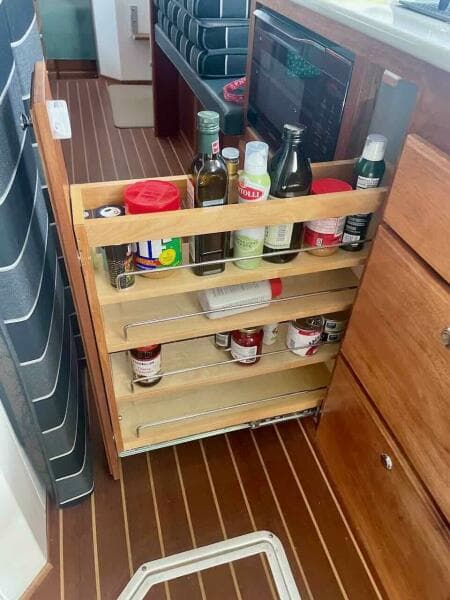 35' Great Harbour galley storage