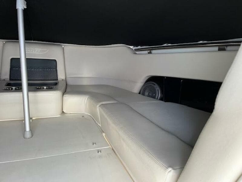 Interior cabin of a 2018 Boston Whaler 270 Vantage boat.