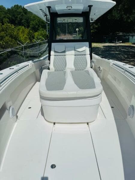 2022 Invincible 36 Open Fisherman boat with spacious seating and sleek design.