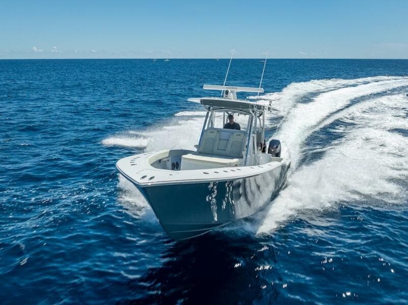 2025 Billfish 39 Center Console boat cruising on open ocean.
