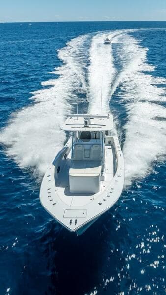 2025 Billfish 39 Center Console boat cruising on open ocean.