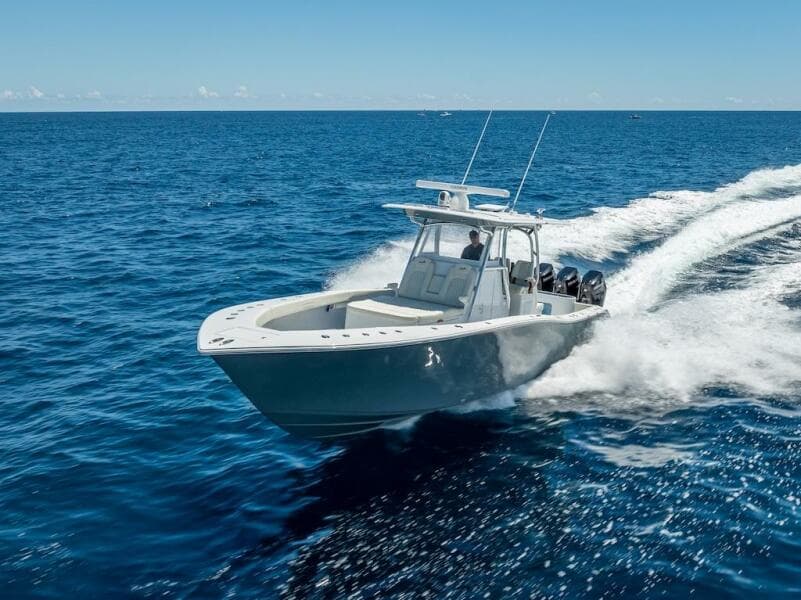 2025 Billfish 39 Center Console boat cruising on open ocean.