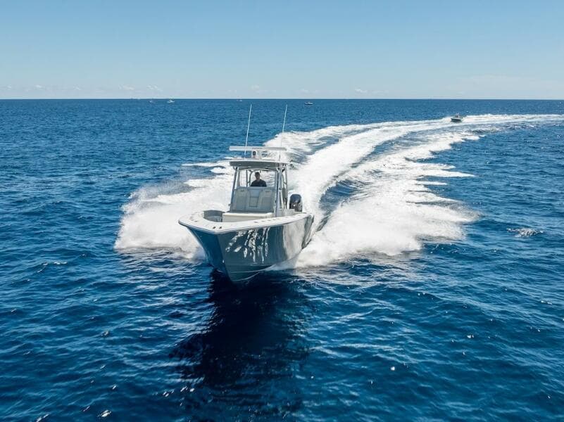 2025 Billfish 39 Center Console boat cruising on open ocean.