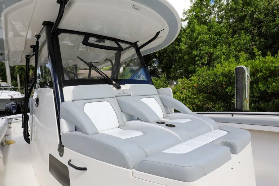 2020 Regulator 41 boat with comfortable seating and modern design.