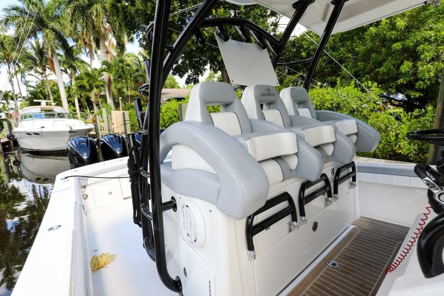 2020 Regulator 41 boat with luxurious seating and sleek design.