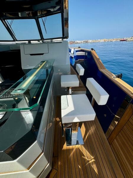 2025 Aicon Audace 50 yacht with sleek deck and modern seating.