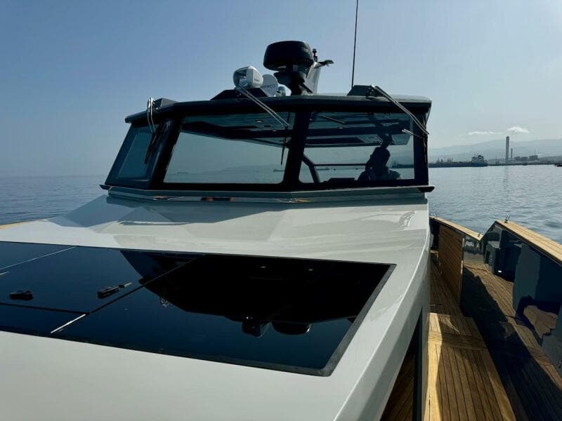 Aicon Audace 50 yacht, 2025 model, sleek design on calm waters.