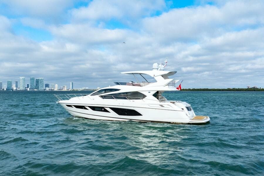 2016 Sunseeker Manhattan 65 yacht cruising on open water.