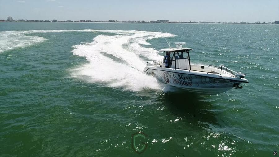 2023 CG Boat Works 35 M-Series cruising on open water.