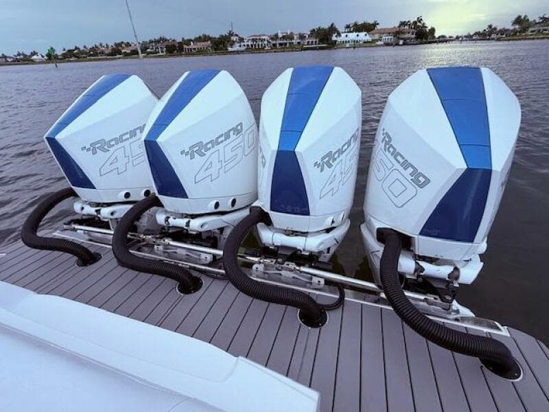 2022 Nor-Tech 390 Sport Center Console with four powerful Racing 450 engines on water.