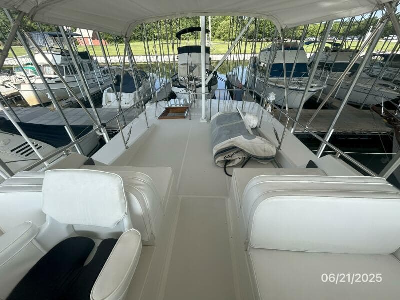 36' Grand Banks flybridge aft