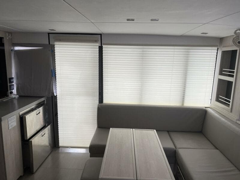 Dinette Looking Aft Curtains Closed