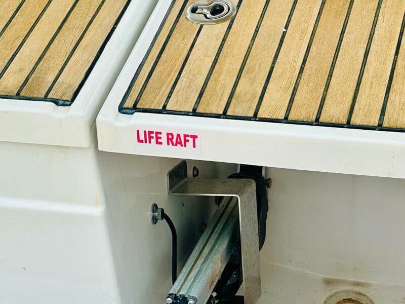 Beneteau Oceanis 45 (2015) deck with life raft compartment.