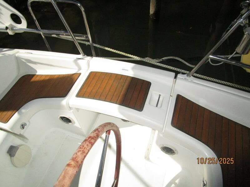37' Beneteau cockpit transom pass-thru