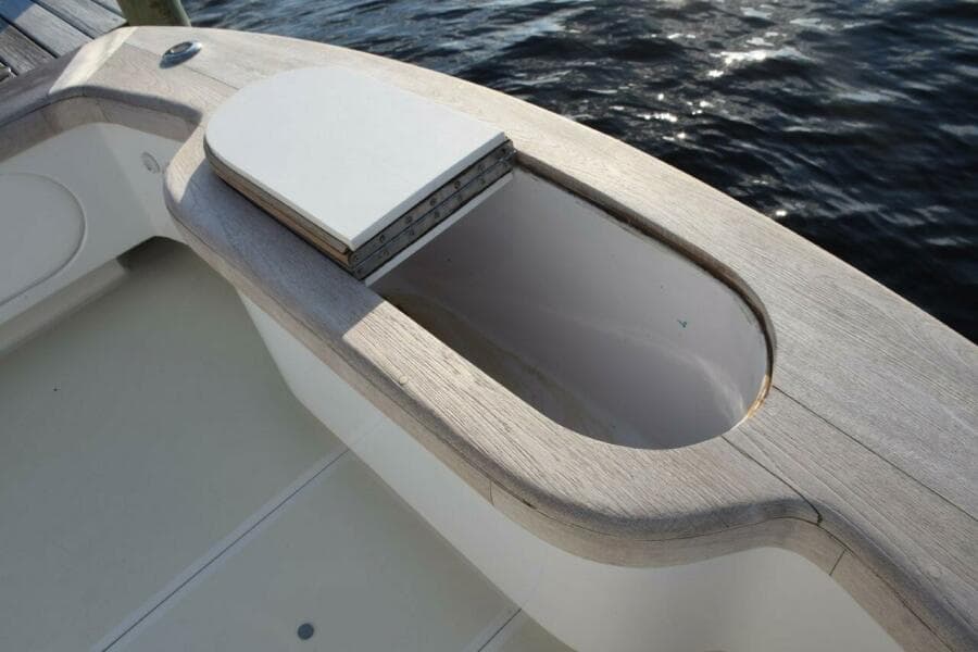 Transom Fish Box With Cutting Board Underneath Fold Open Lids