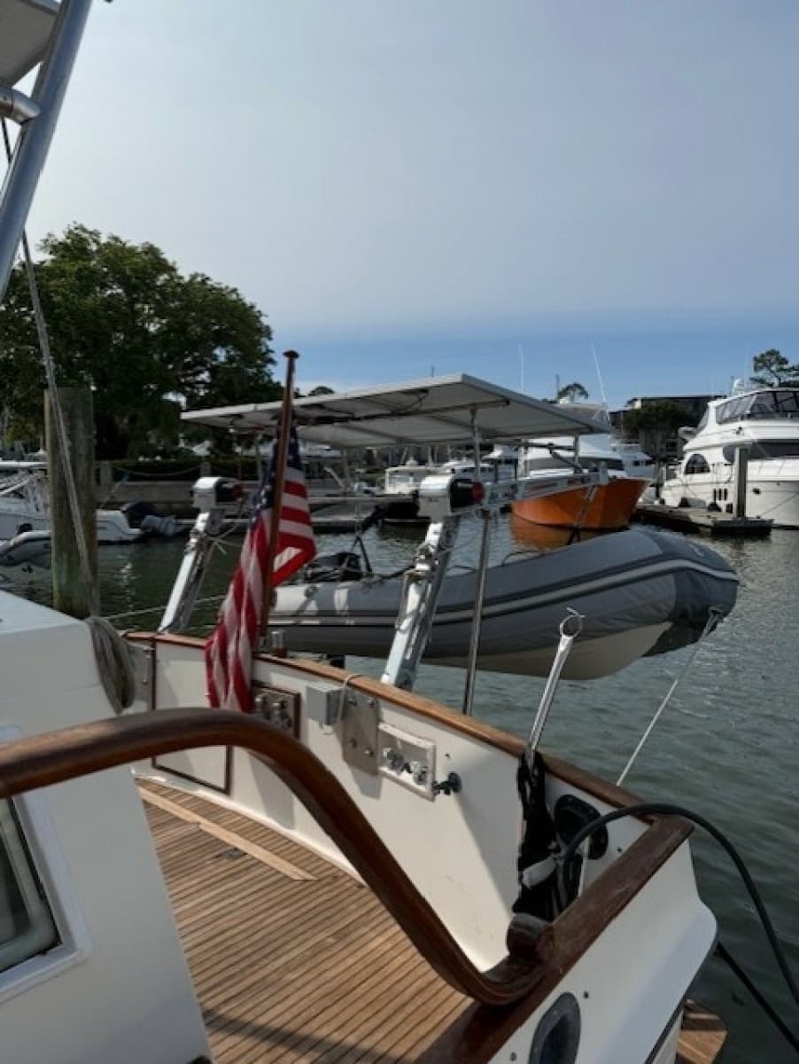 Dinghy on davits