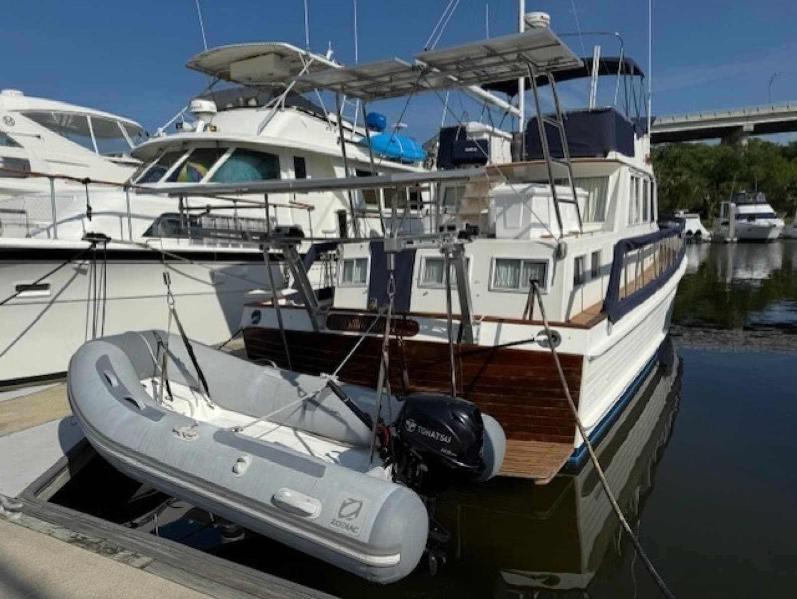 Dinghy on davits