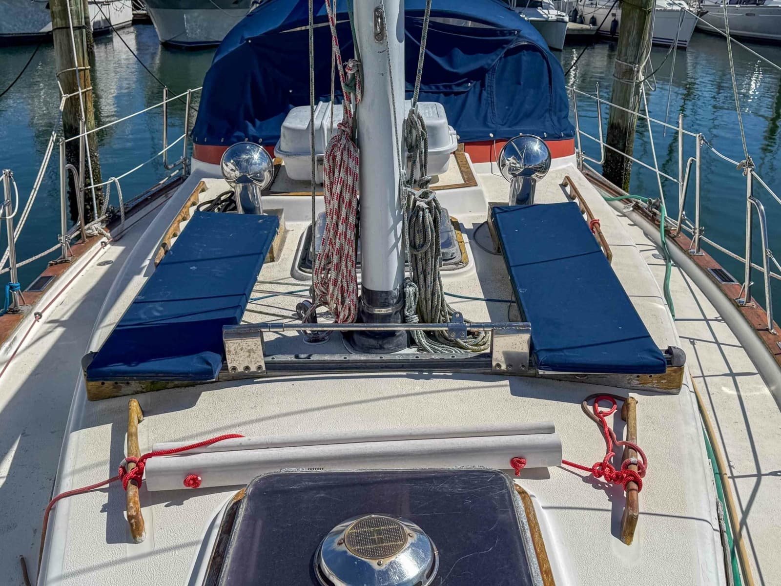 Deck aft solar panels covered 