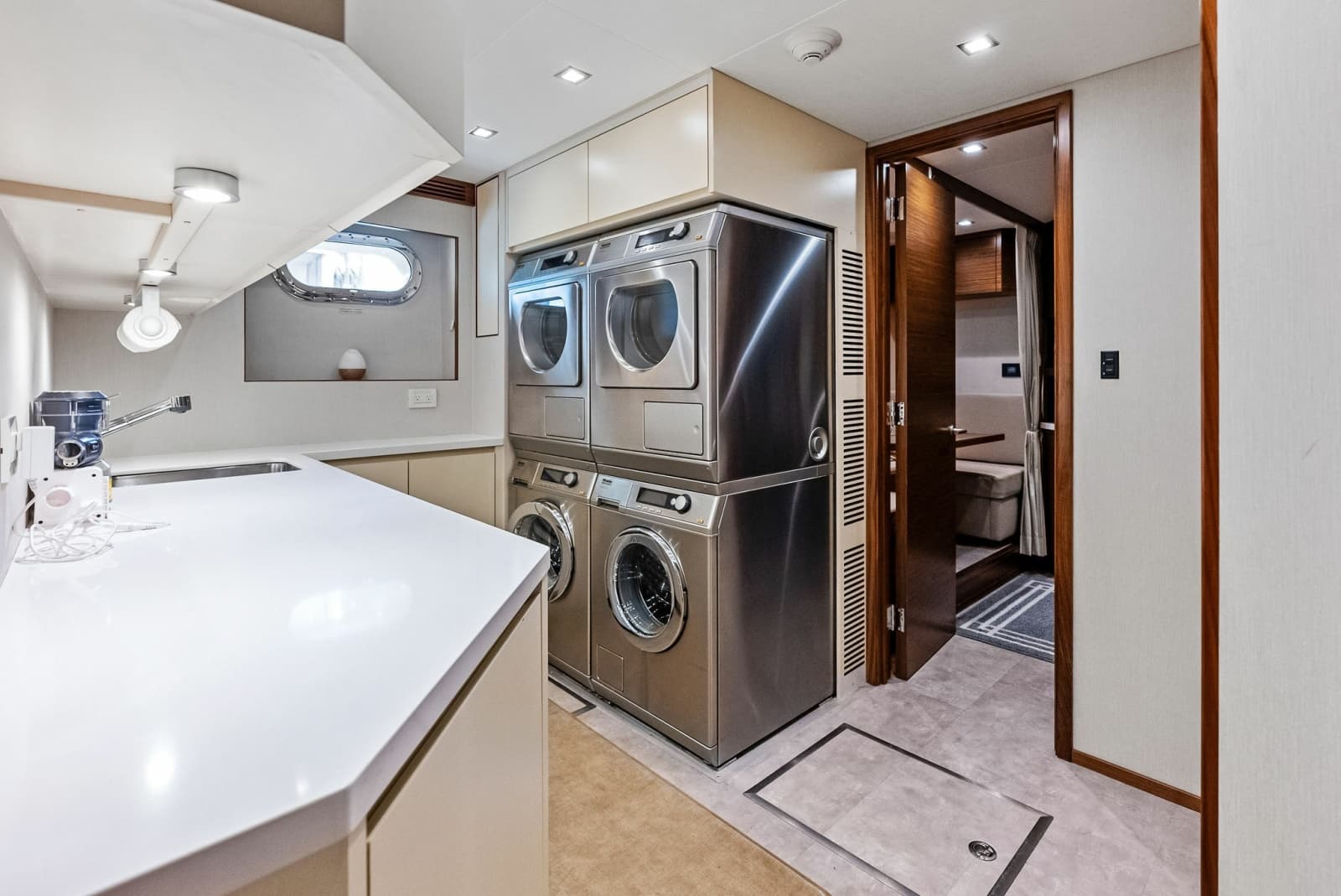 Laundry room and entrance to crew lounge