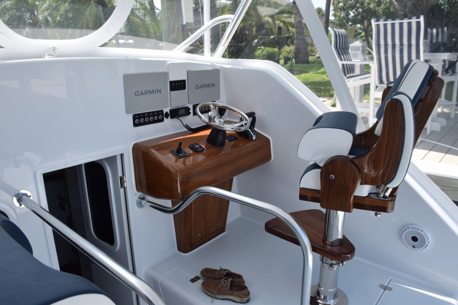 Teak helm console