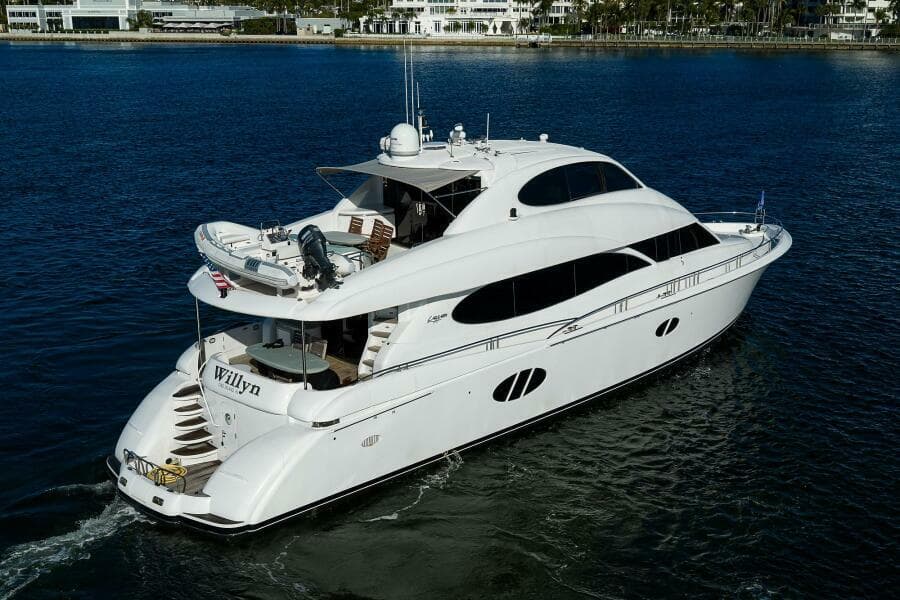 Lazzara 80 WILLYN - Aerial Starboard Profile
