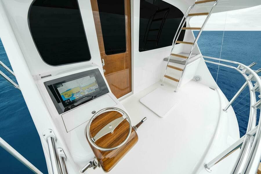 Viking 82 Skybridge - Helm on Exterior Enclosed Bridge