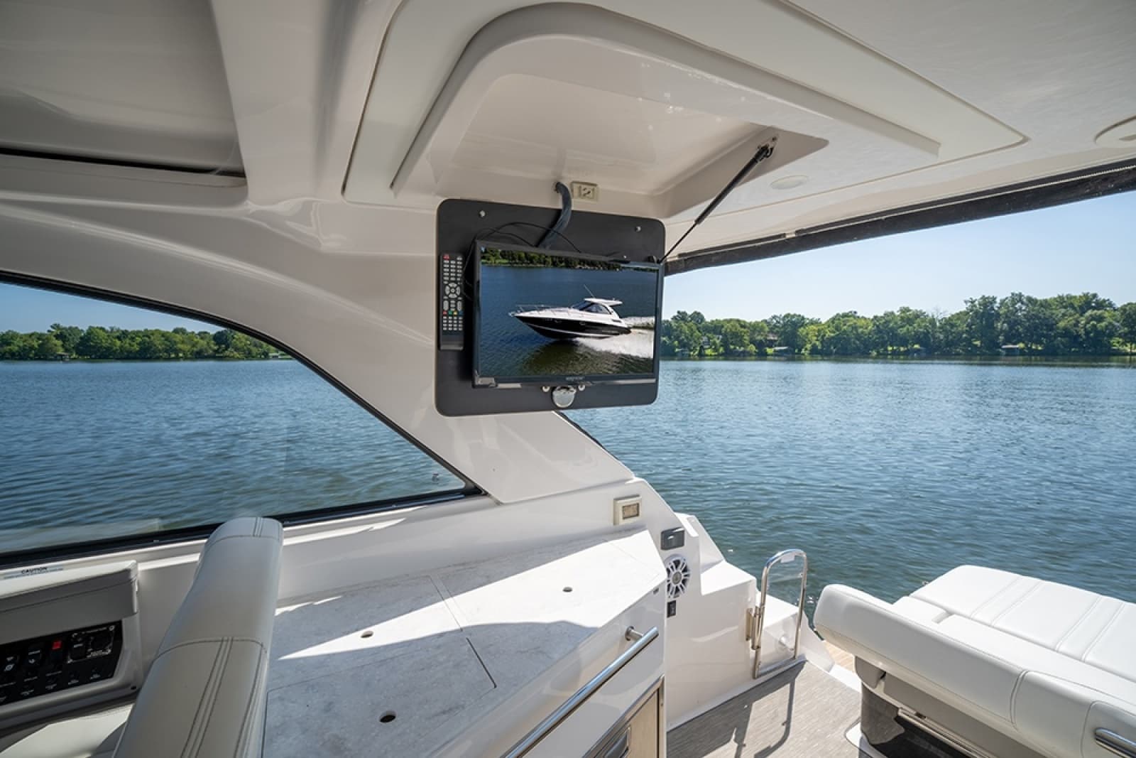 Cockpit TV above the wet bar