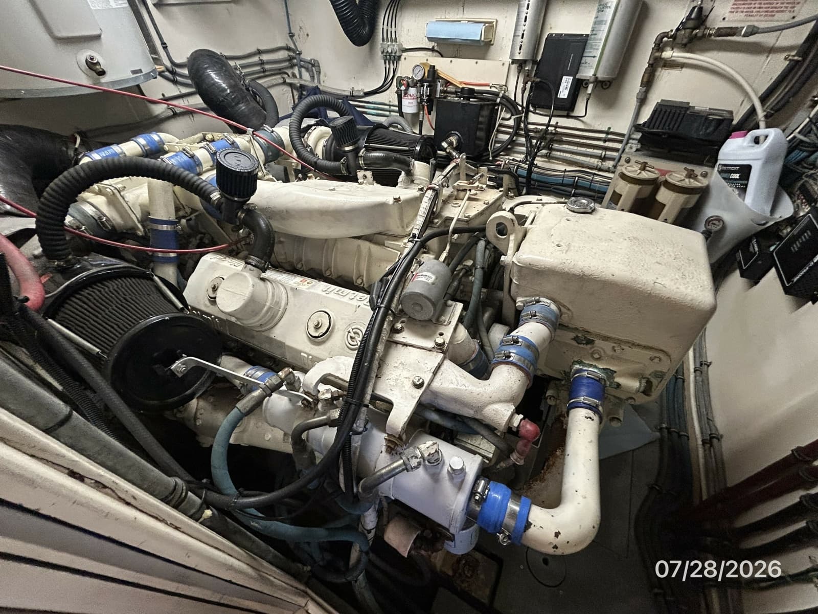54' Hatteras port main engine1