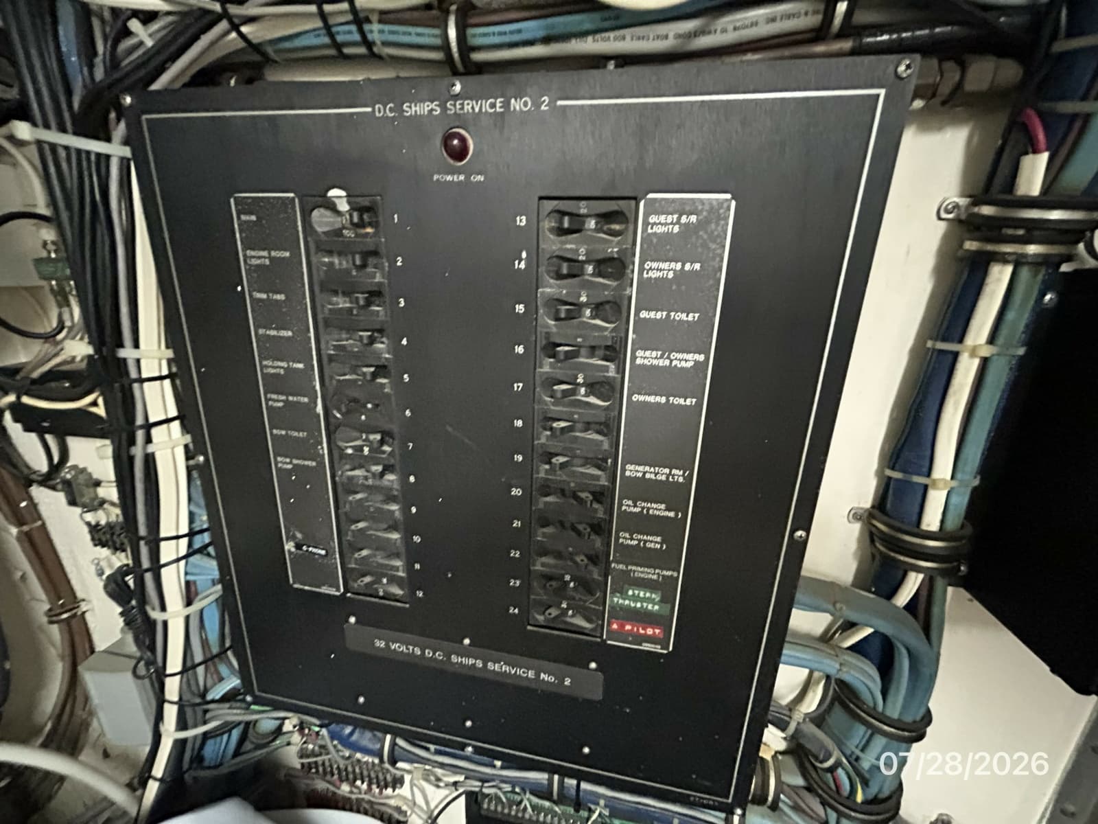 54' Hatteras port engine room electrical panel2