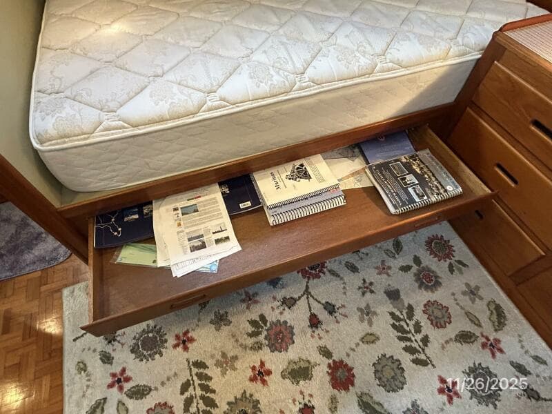 42' Grand Banks master stateroom chart drawer