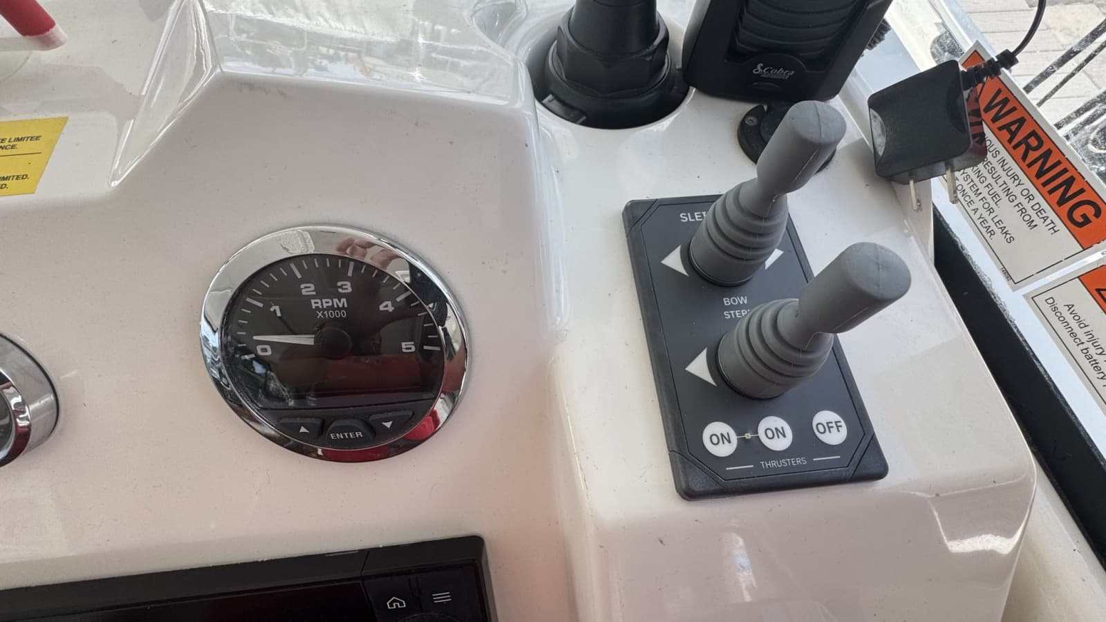 Lower Helm Control Panel and Thruster Controls