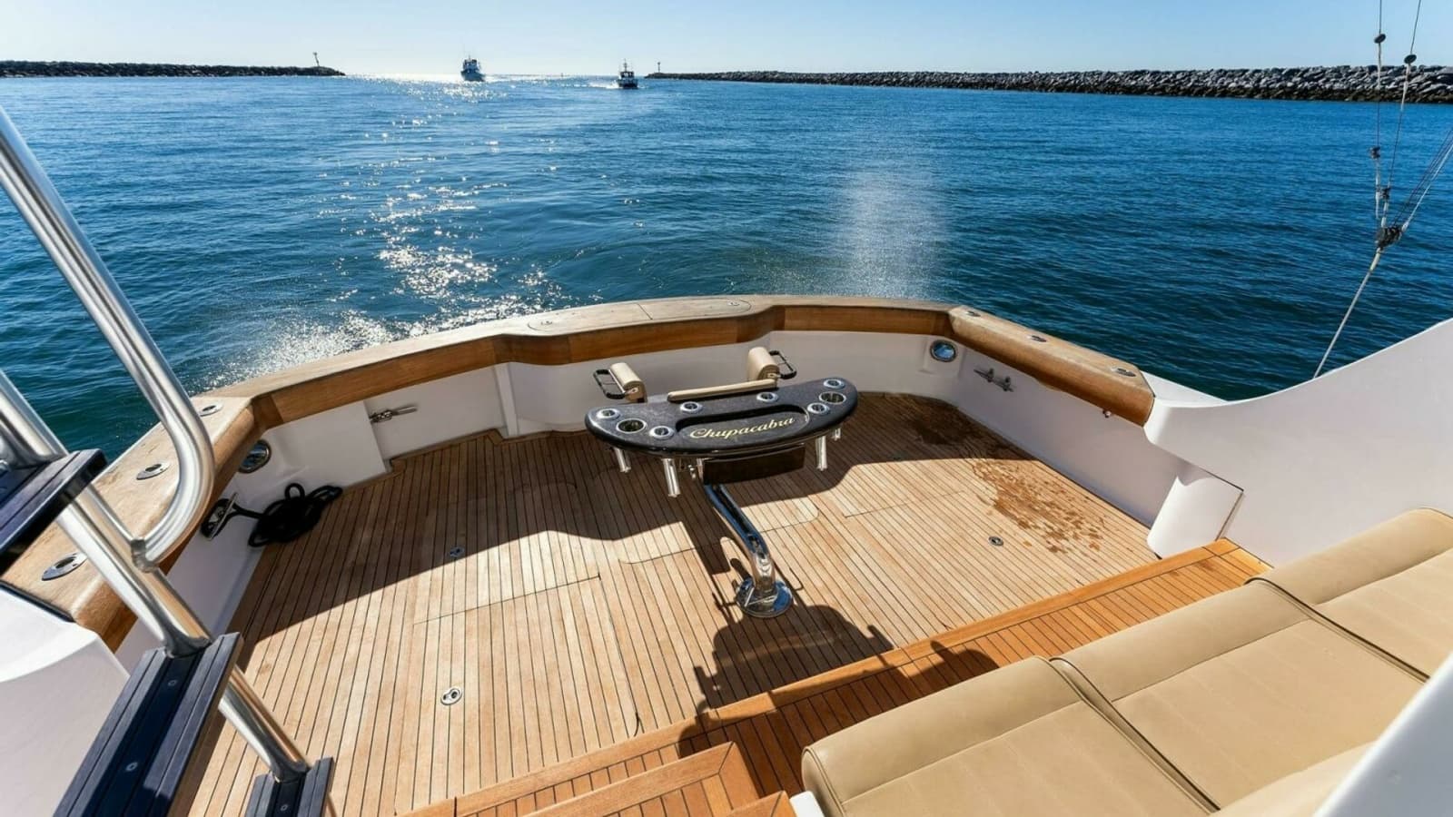 Spacious Teak Aft Deck with Seating