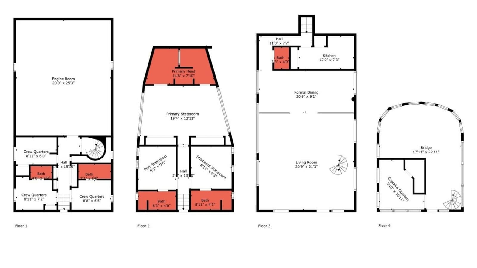 1989 116' Feadship Sport Fisher-"Boss" -Floor Plan