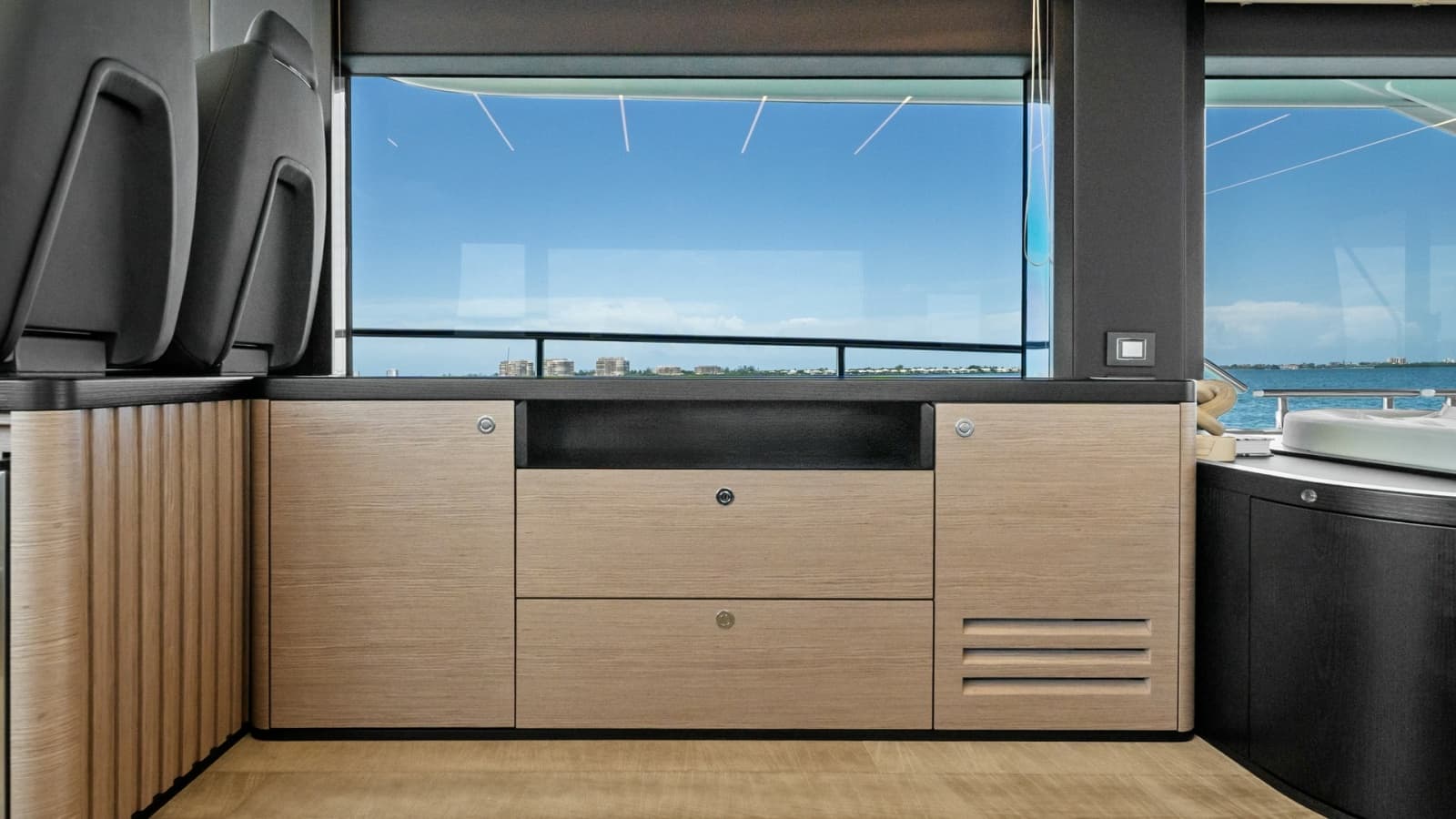 2026 Absolute Navetta 58 "ANDIAMO" - Cabinetry Where Pop-up TV is Located