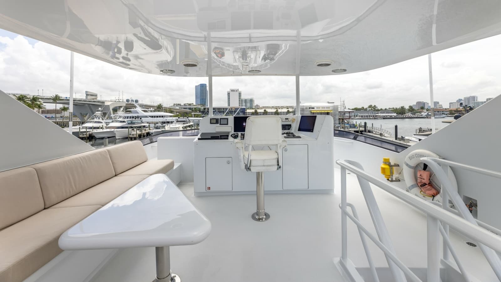 1998 Trinity Yachts Sport Fisherman - BAD COMPANY:Flybridge Helm with Seating Area