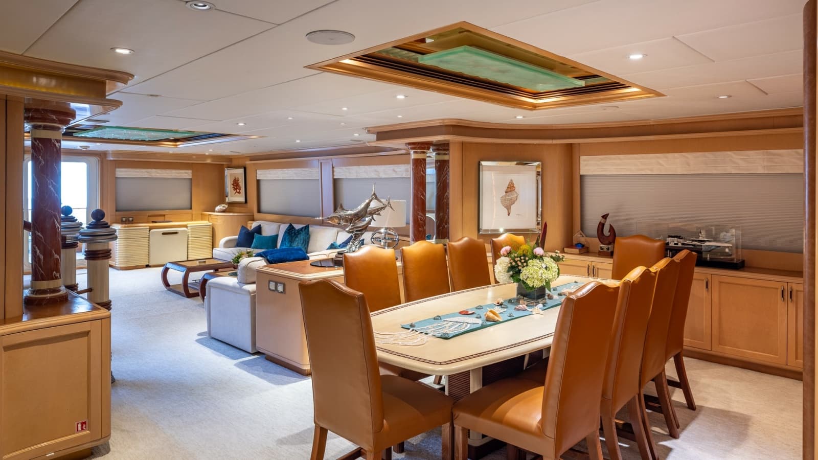 1998 Trinity Yachts Sport Fisherman - BAD COMPANY: Spacious Interior Salon and Dining Area
