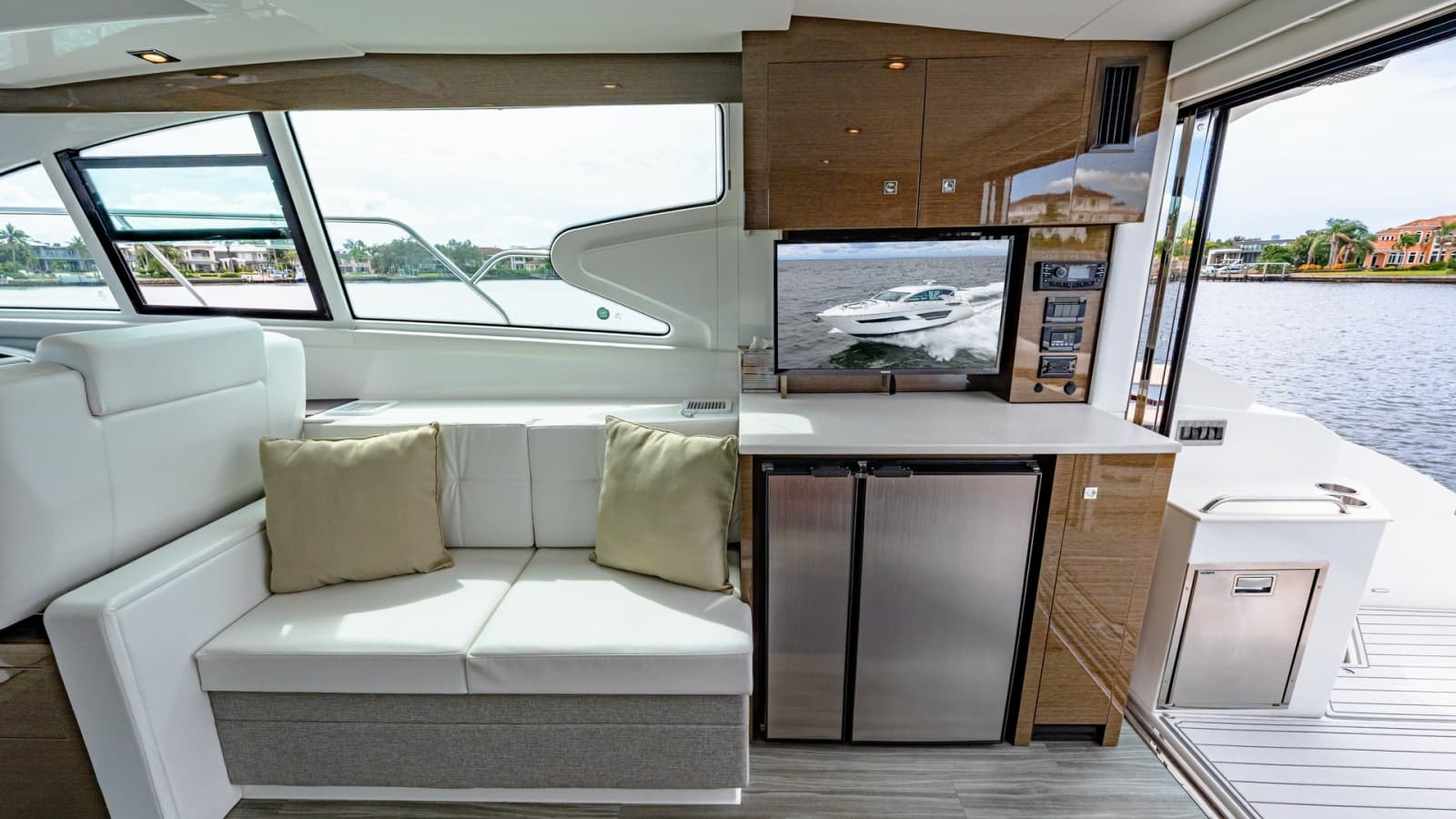 Salon with Entertainment and Galley Area