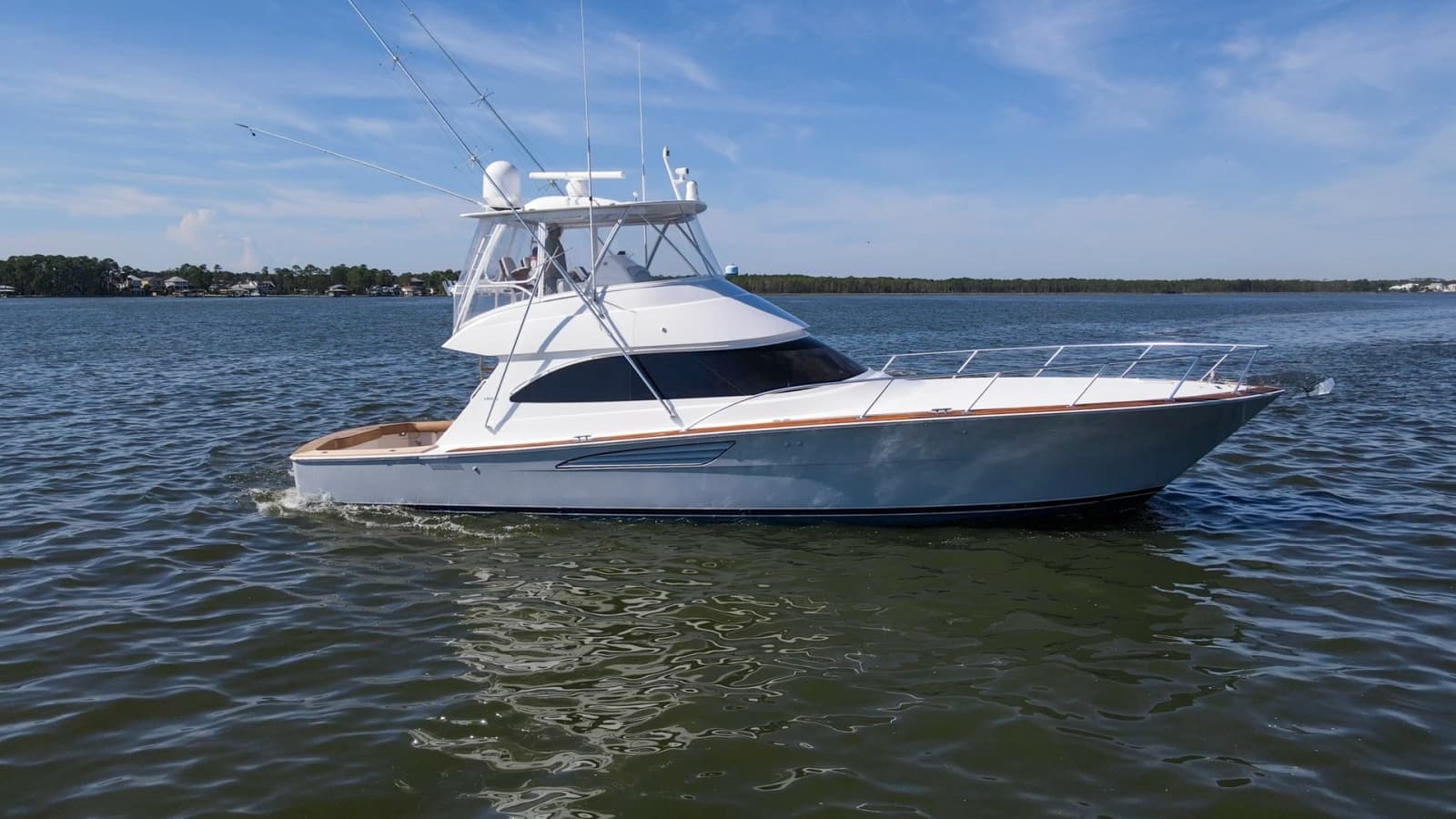 Side Profile of Flybridge Yacht